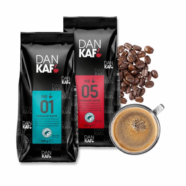 Billede af tre poser DanKaf-kaffe