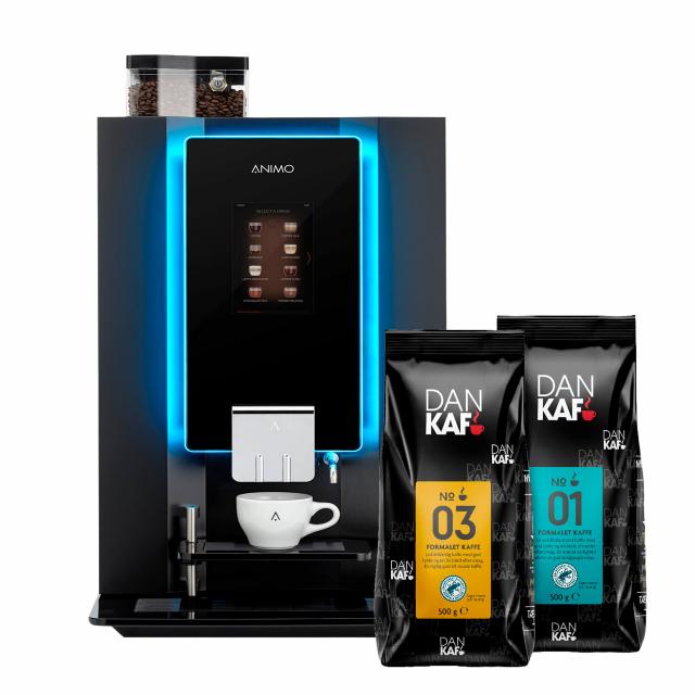 Animo kaffemaskine og kaffebønner