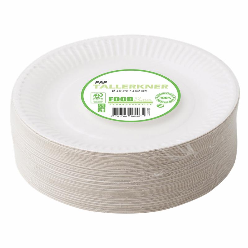 FoodLine Tallerken Pap Hvid 18 cm 