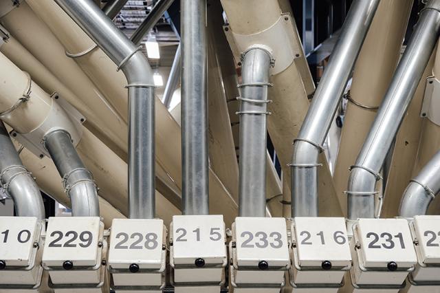 Silos with coffee in BKI rostery with certified food safty